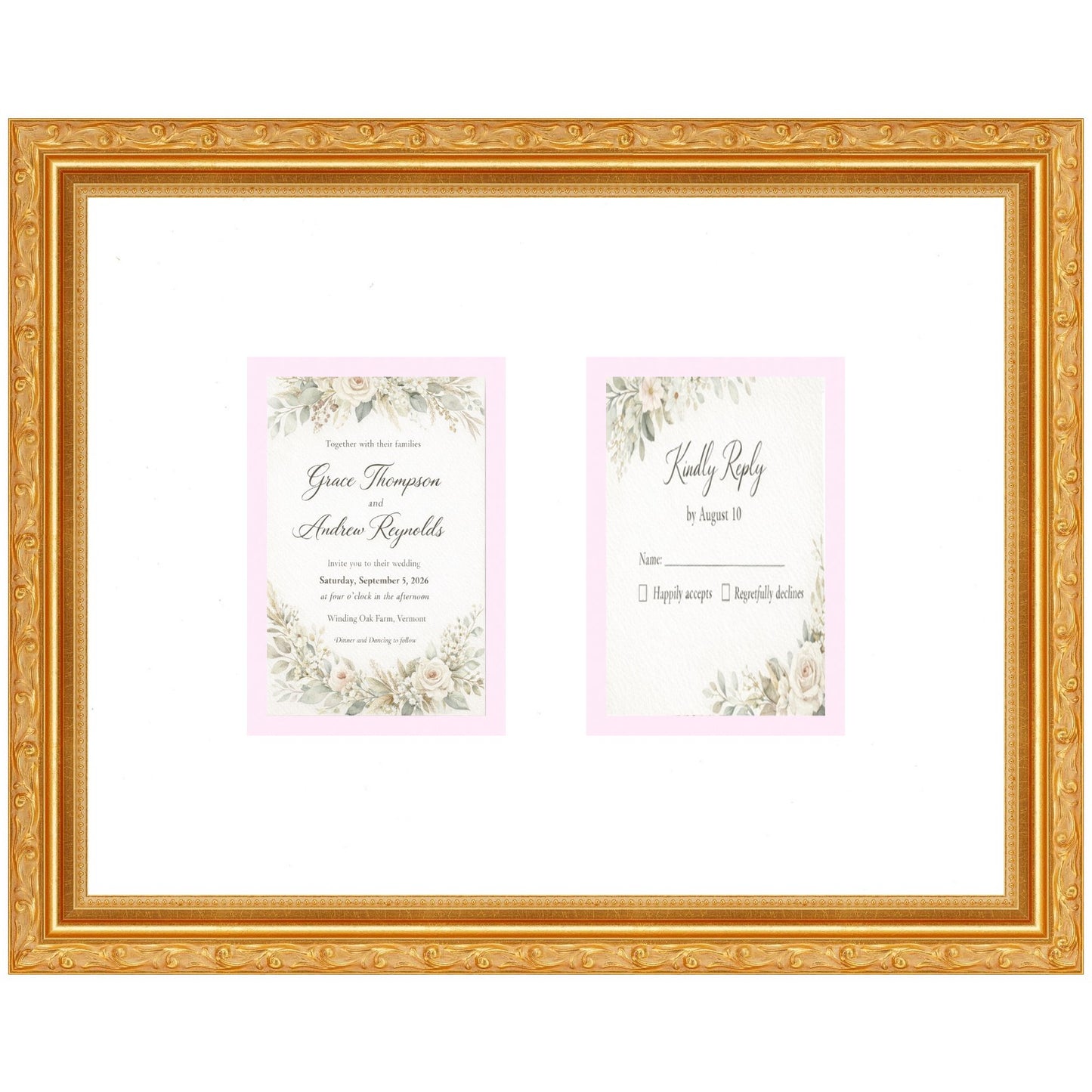 Treasured Square Invitation and Photo Keepsake Frame (Style 1) - corner and profile view