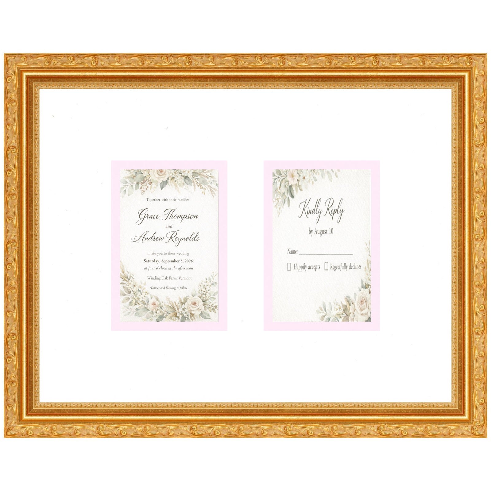 Treasured Square Invitation and Photo Keepsake Frame (Style 1) - corner and profile view