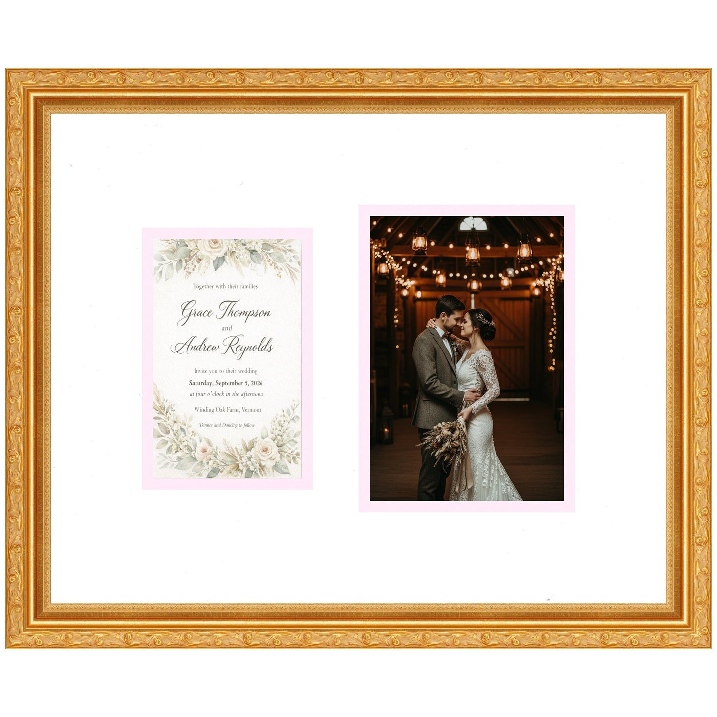 Ticket and Photo Memory Collage Frame (Style 1) - corner and profile view