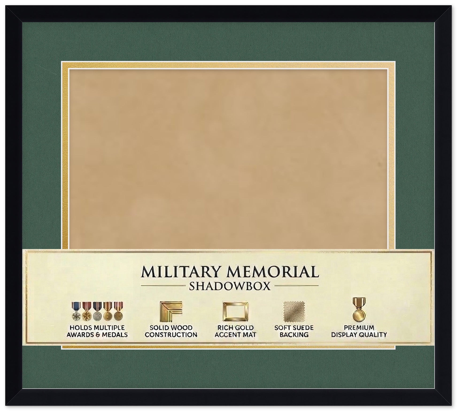 Military Service Shadow Box Frame (Style 1) - corner and profile view
