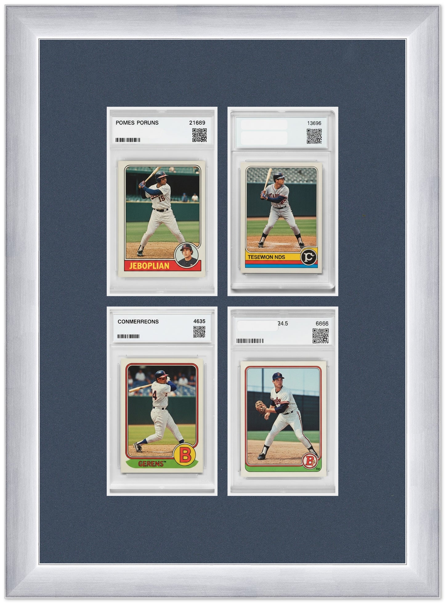 PSA AGS Graded Card Frame with Navy Blue Mat (Style 4) - corner and profile view