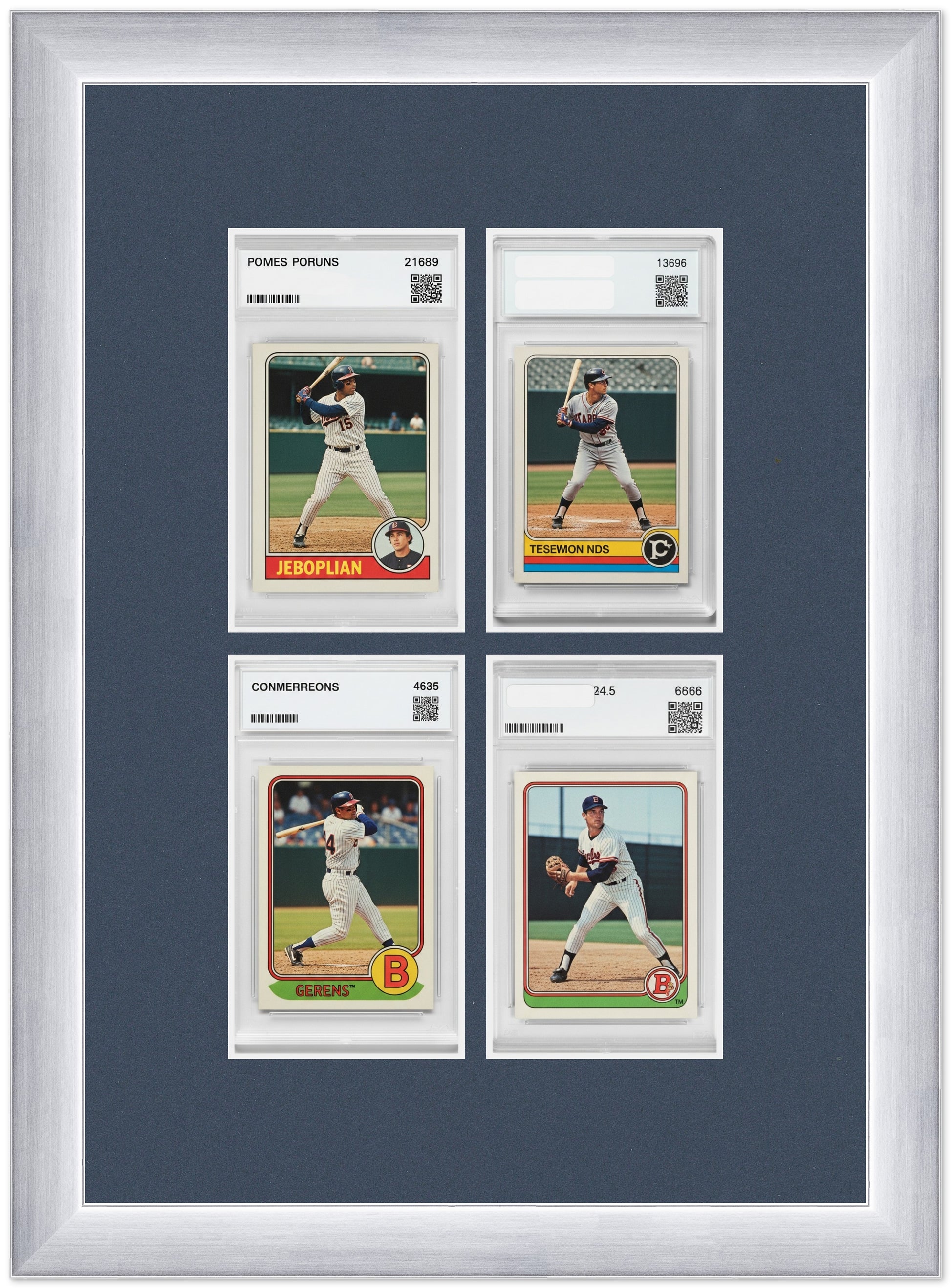 PSA AGS Graded Card Frame with Navy Blue Mat (Style 4) - corner and profile view