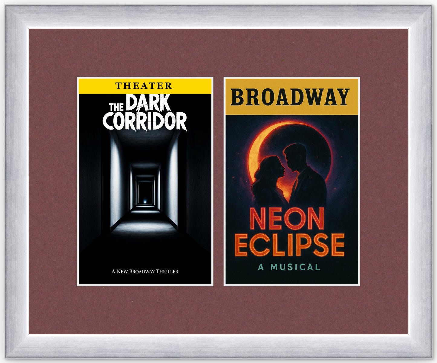 Three Playbill Keepsake Frame (Style 3) - corner and profile view