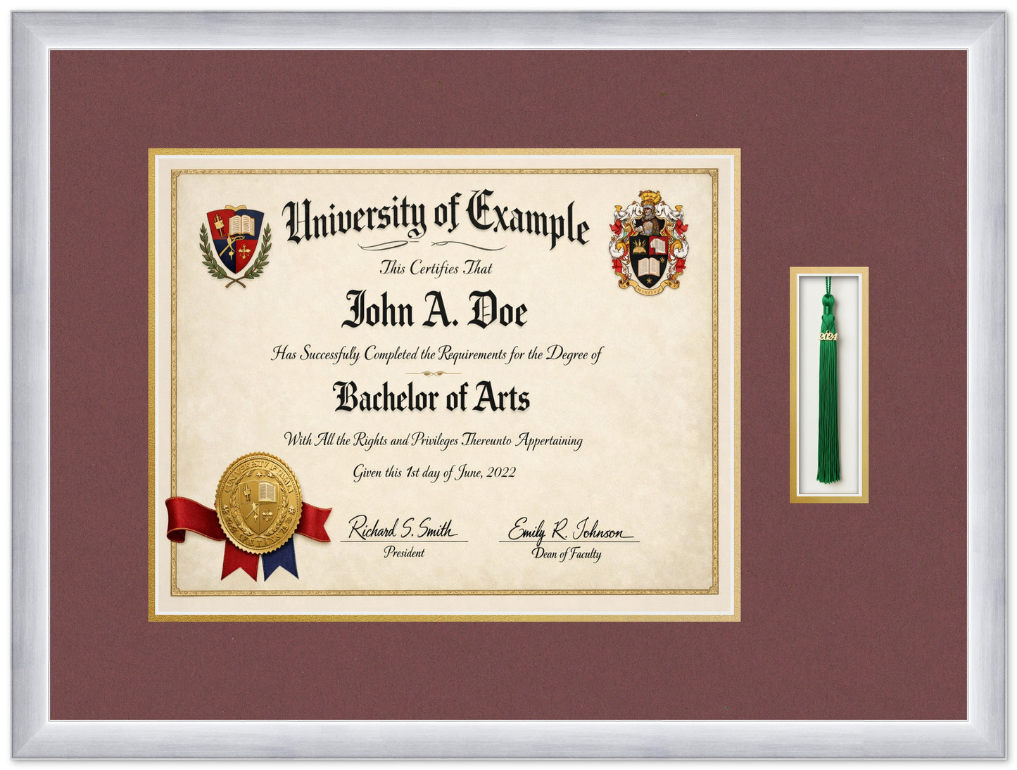 Diploma and Tassel Military Frame (Style 3) - corner and profile view