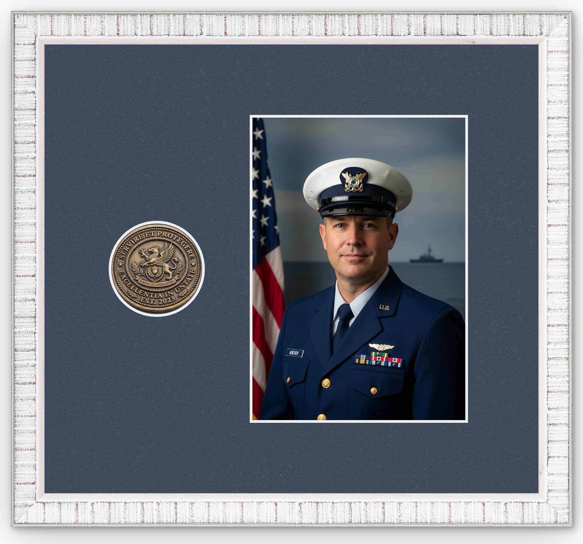 Challenge Coin Shadow Box With Photo Display Frame (Style 2) - corner and profile view