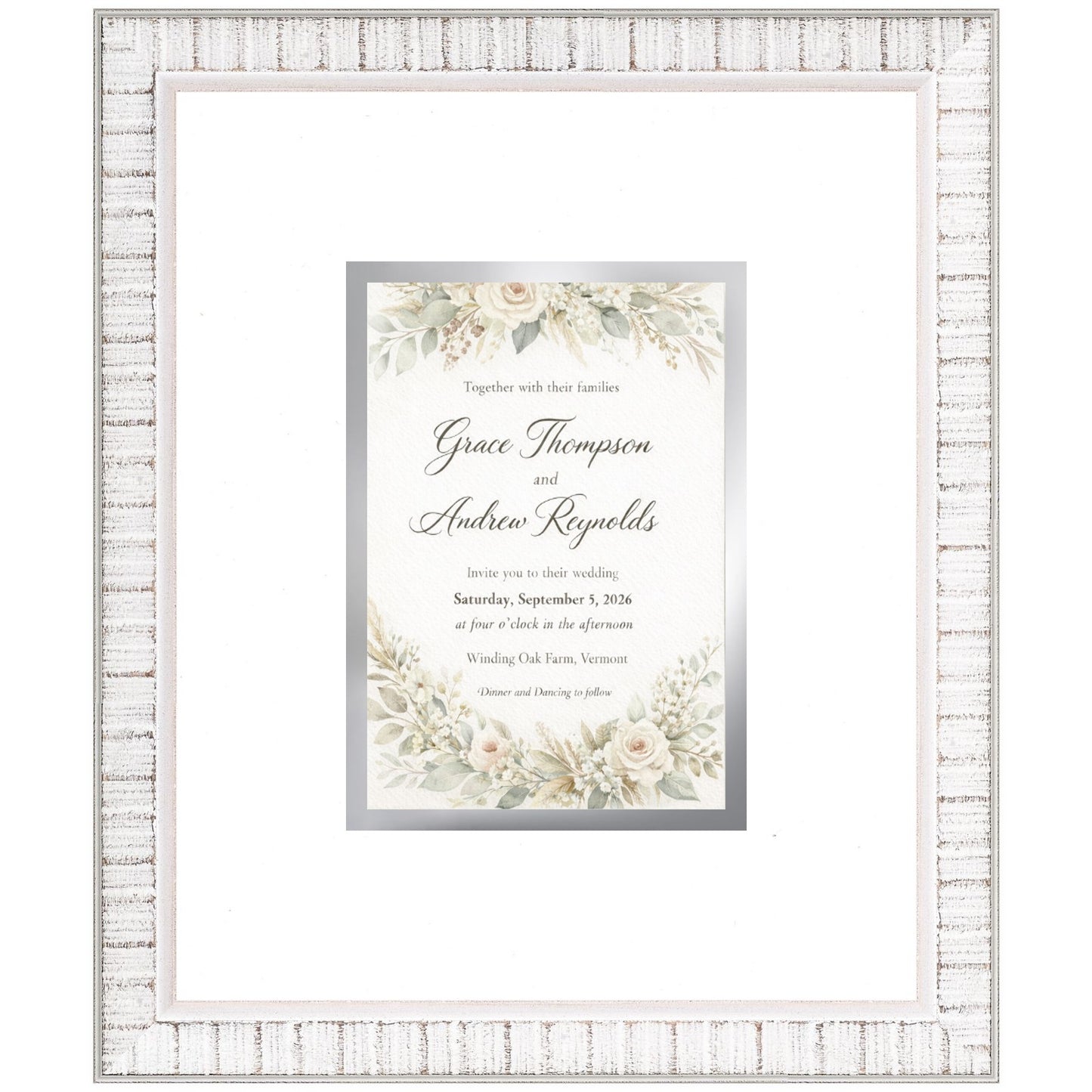 Treasured Square Invitation and Photo Keepsake Frame (Style 2) - corner and profile view