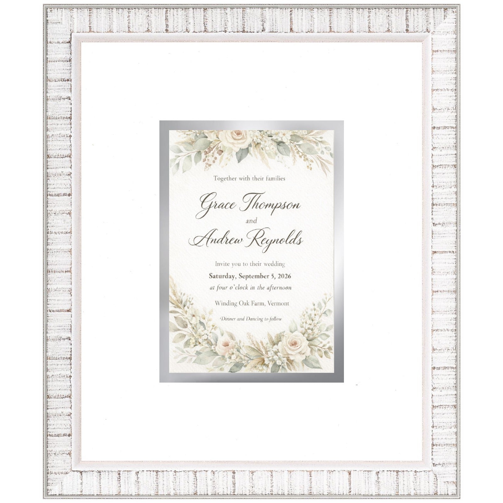 Treasured Square Invitation and Photo Keepsake Frame (Style 2) - corner and profile view