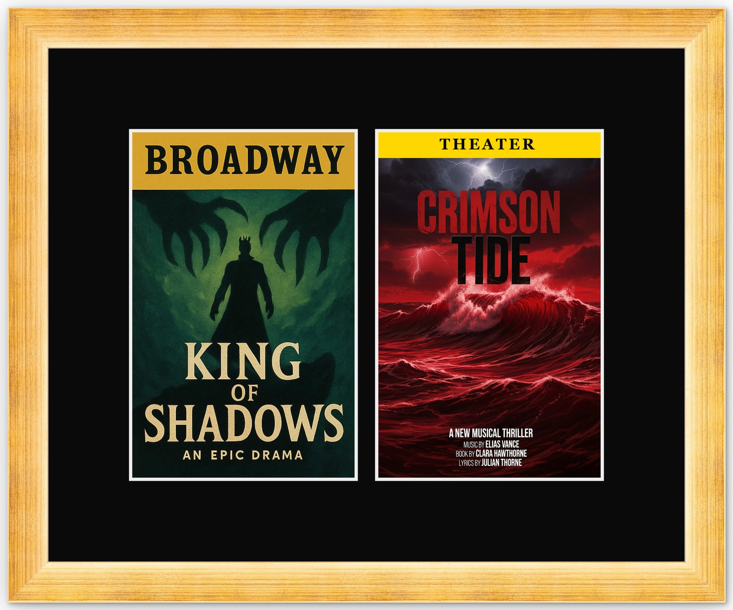Three Playbill Keepsake Frame (Style 4) - corner and profile view