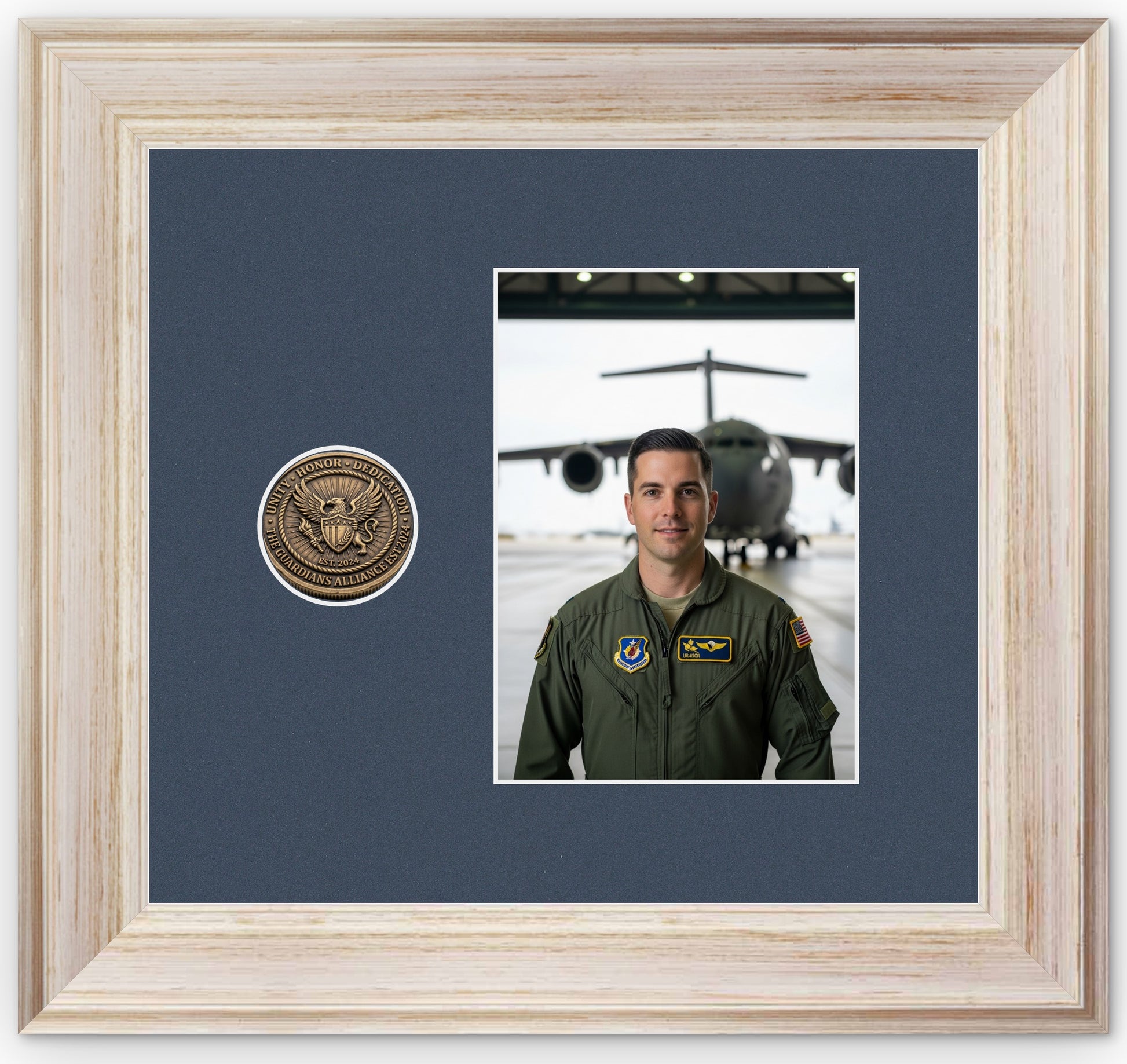 Challenge Coin Shadow Box With Photo Display Frame (Style 3) - corner and profile view