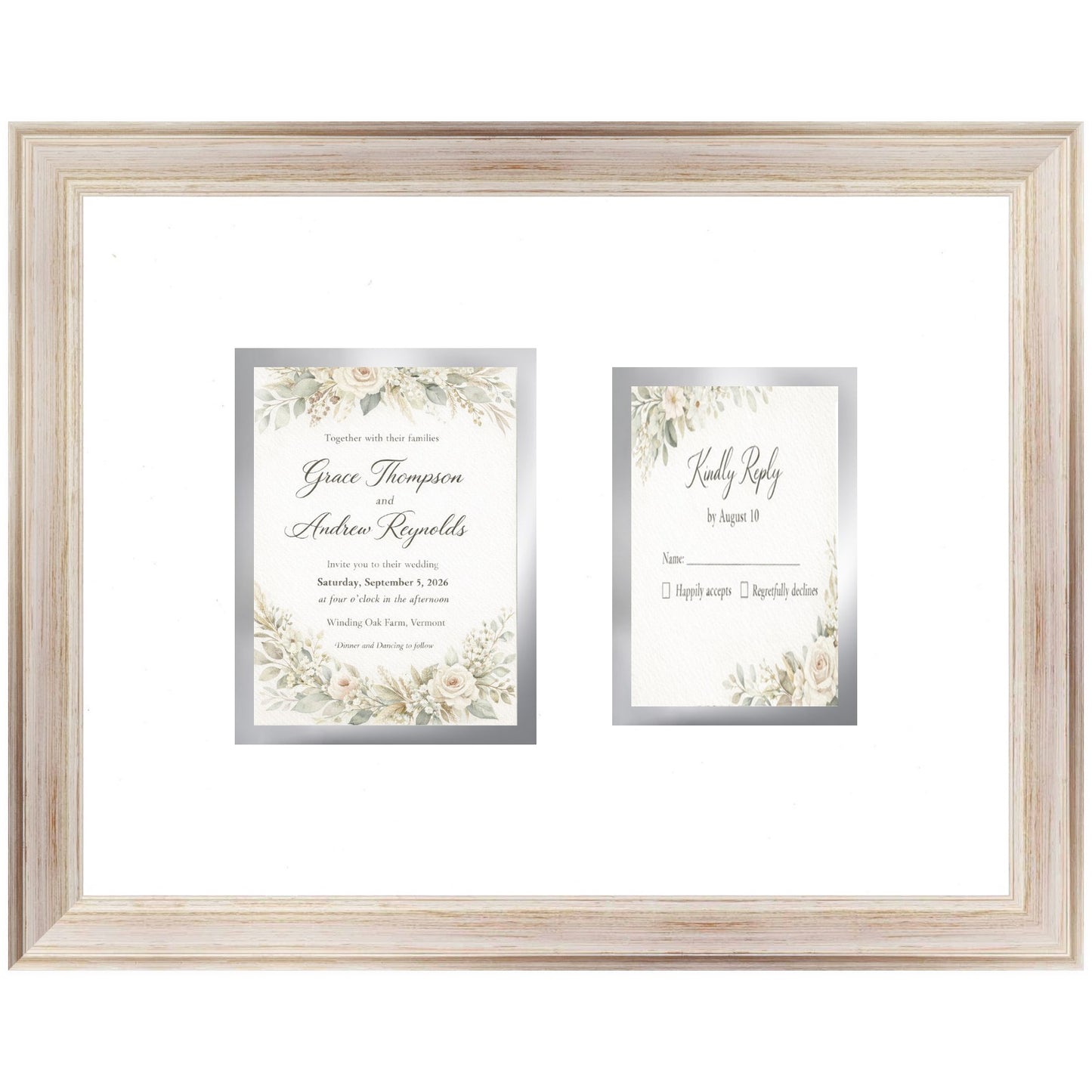 Treasured Square Invitation and Photo Keepsake Frame (Style 3) - corner and profile view