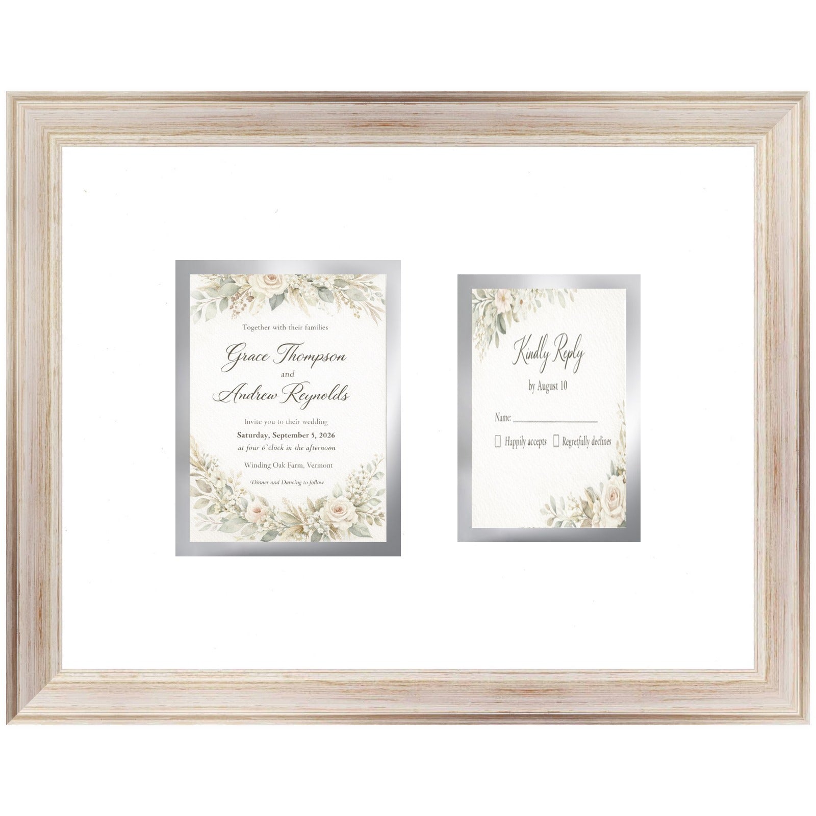 Treasured Square Invitation and Photo Keepsake Frame (Style 3) - corner and profile view