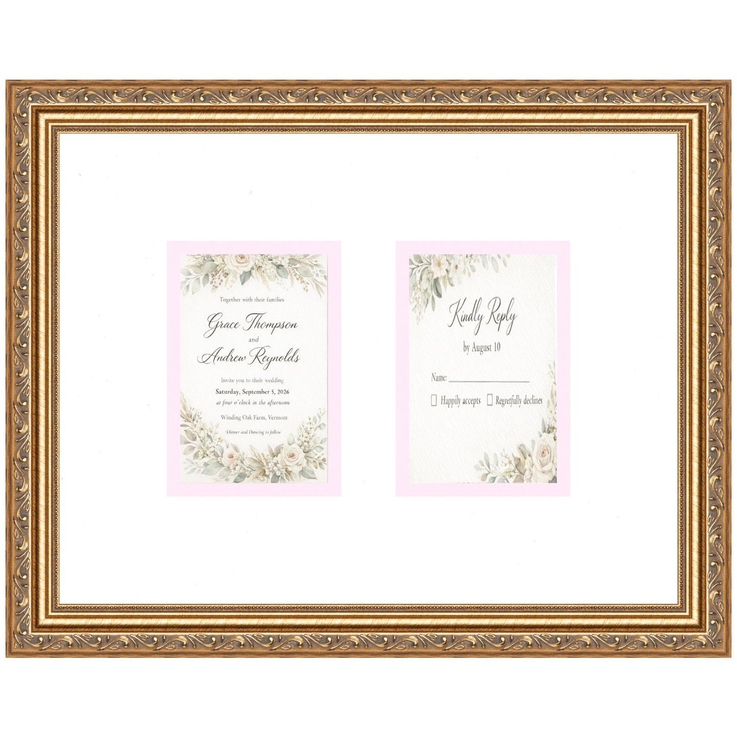 Treasured Square Invitation and Photo Keepsake Frame (Style 4) - corner and profile view