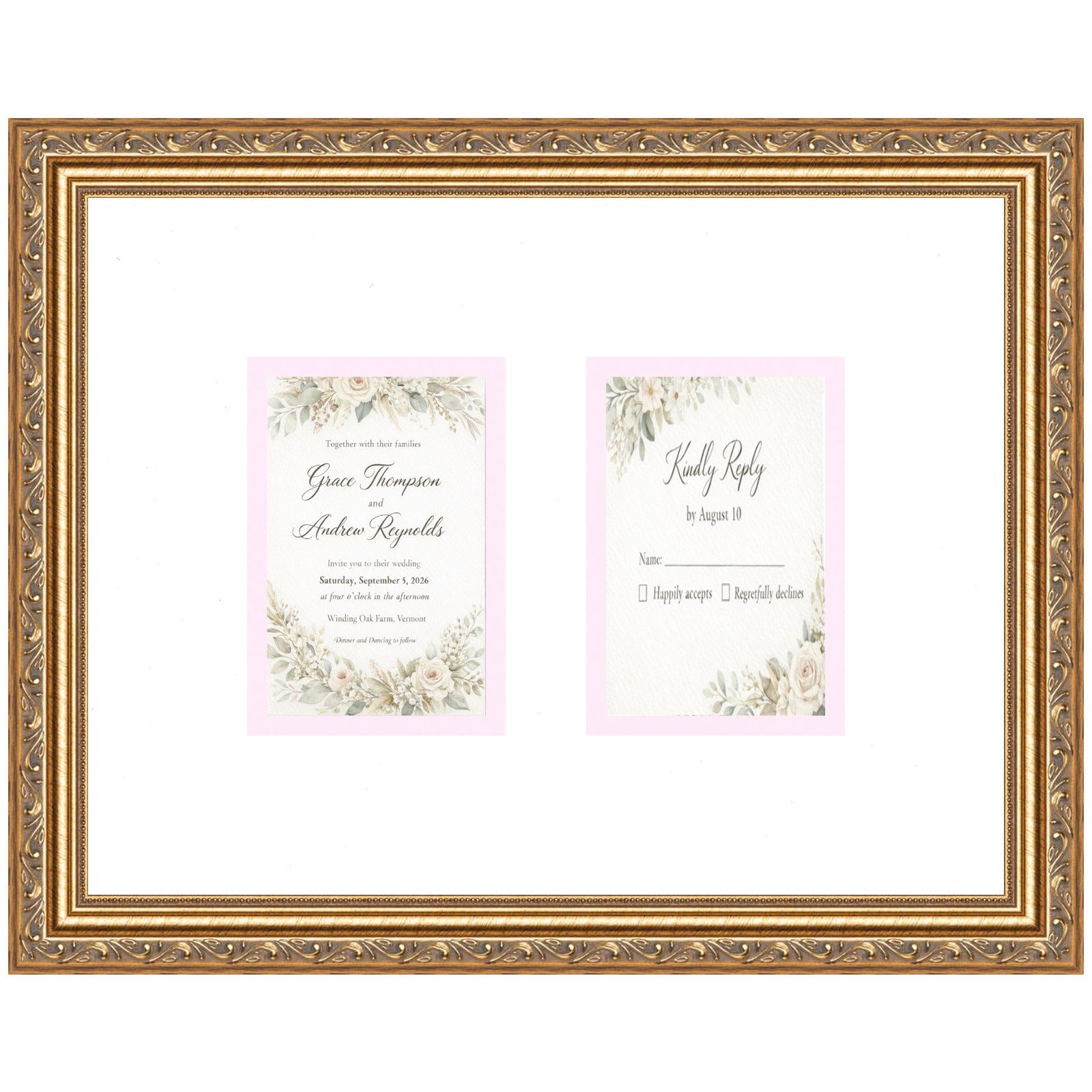 Treasured Square Invitation and Photo Keepsake Frame (Style 4) - corner and profile view