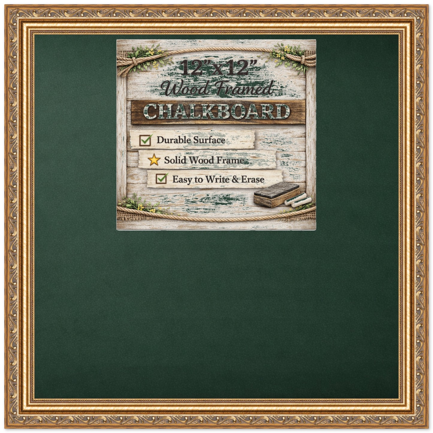 Chalkboard with Frame (Style 4) - corner and profile view