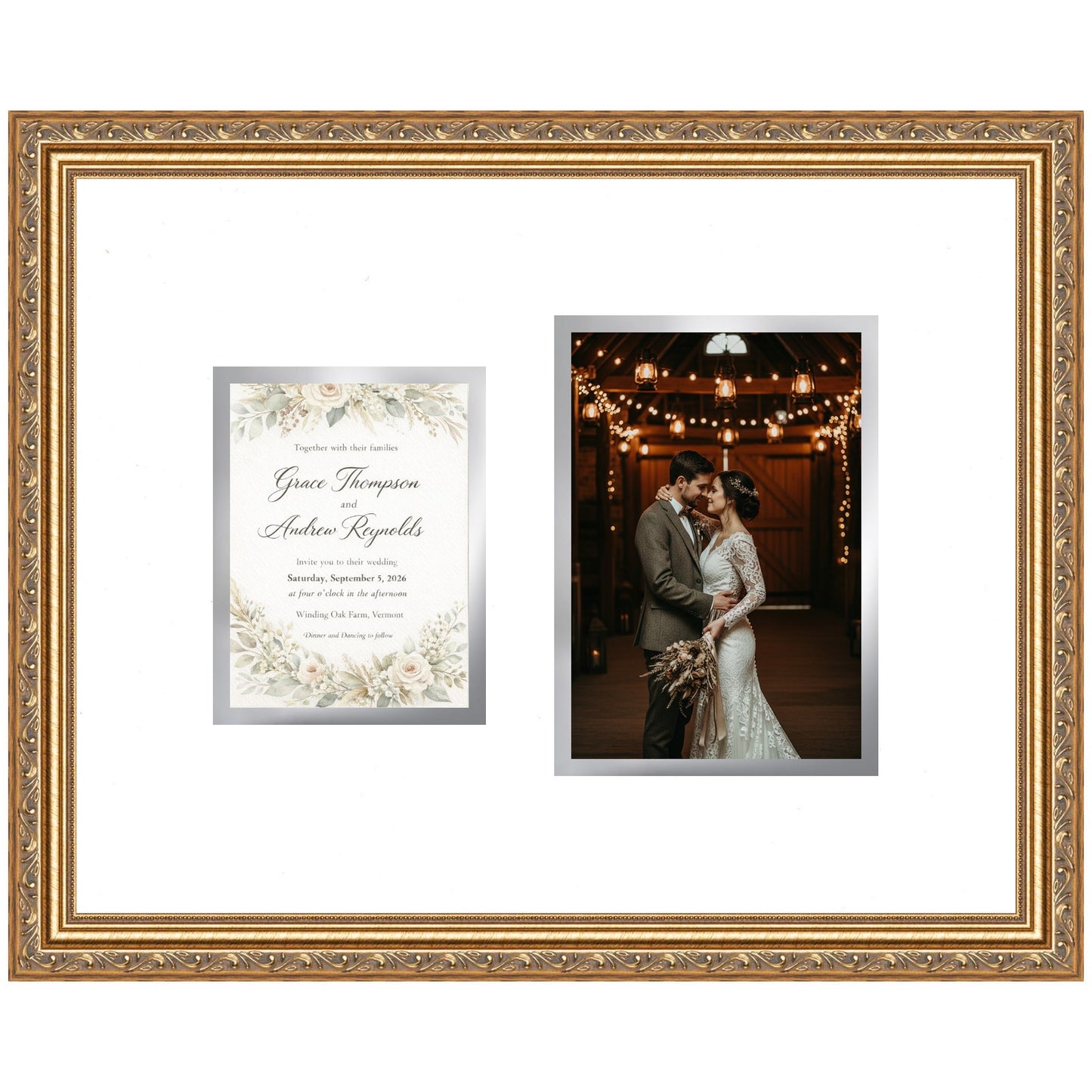 Ticket and Photo Memory Collage Frame (Style 3) - corner and profile view