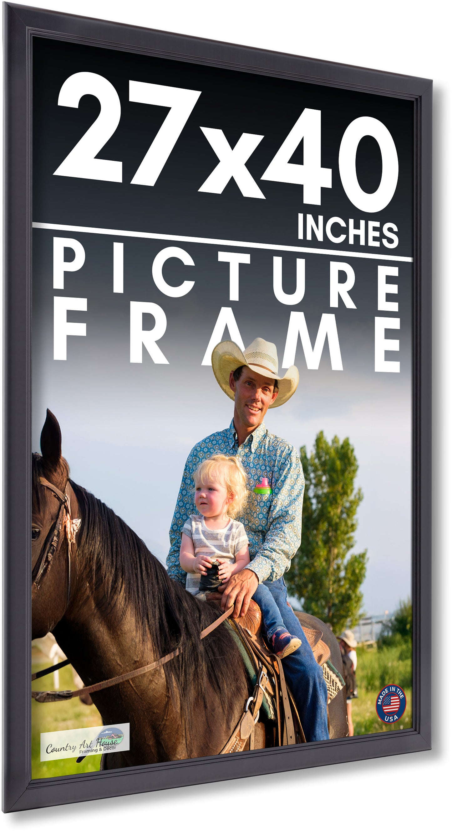 Black Movie Poster Frame (Style 2) - corner and profile view