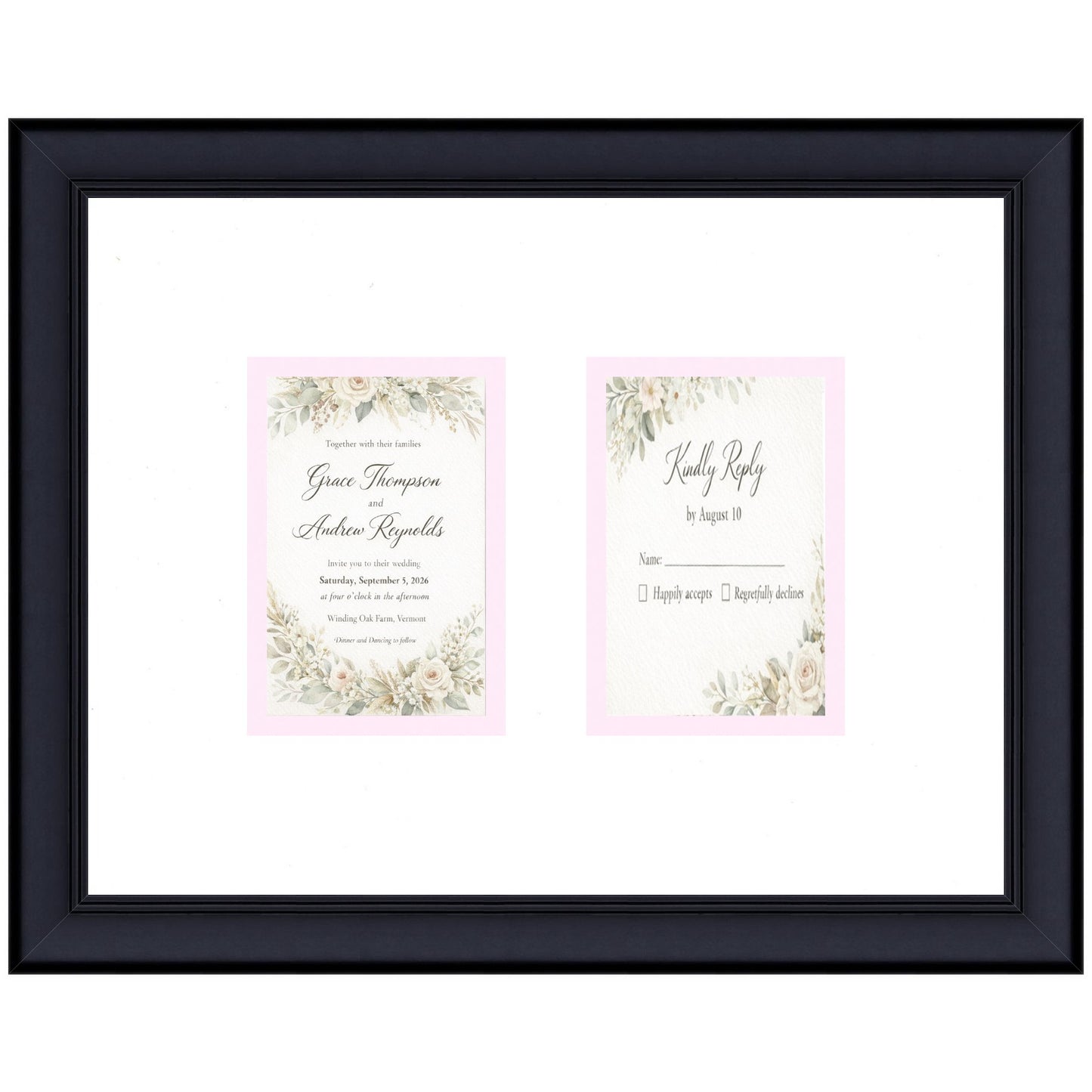 Treasured Square Invitation and Photo Keepsake Frame (Style 5) - corner and profile view