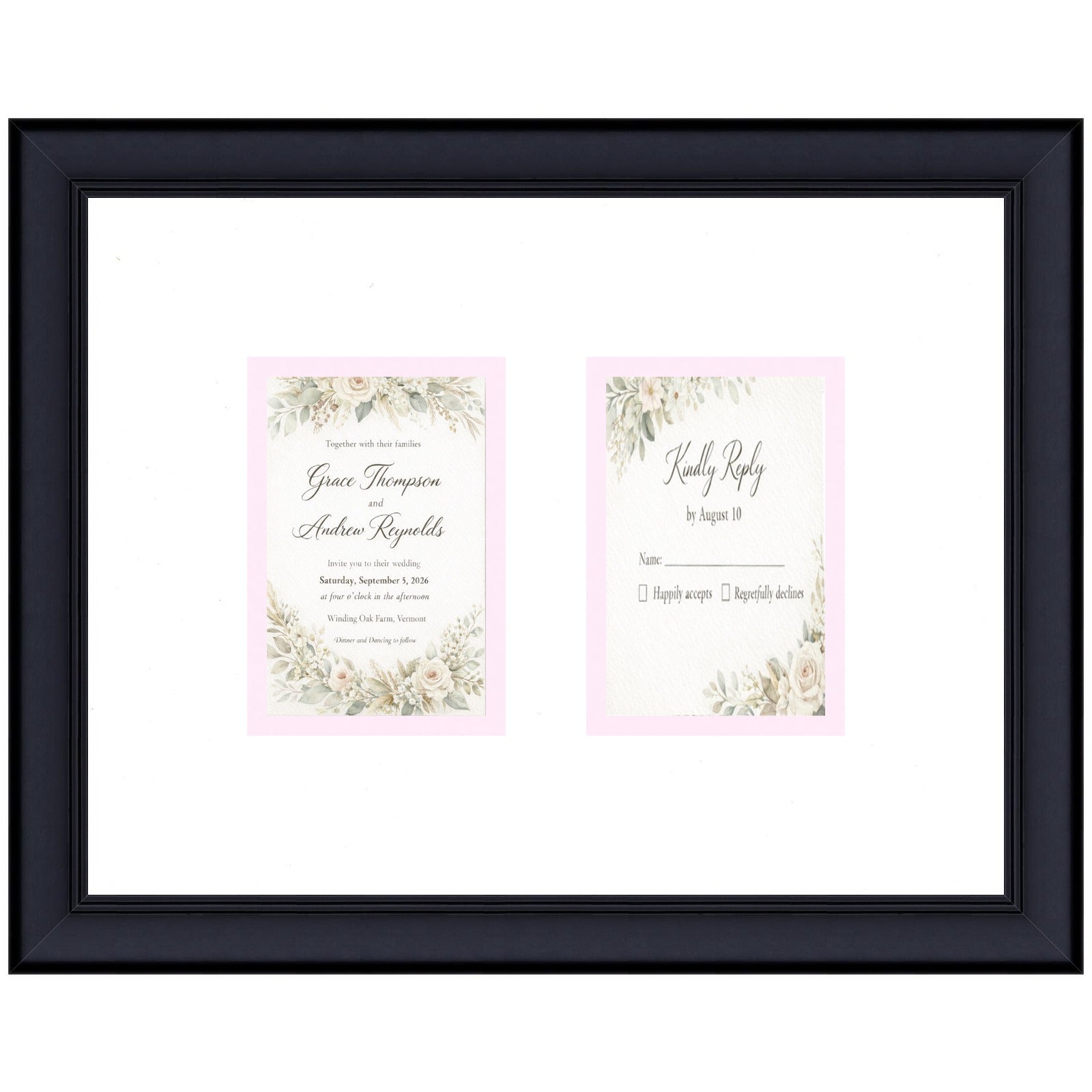 Treasured Square Invitation and Photo Keepsake Frame (Style 5) - corner and profile view