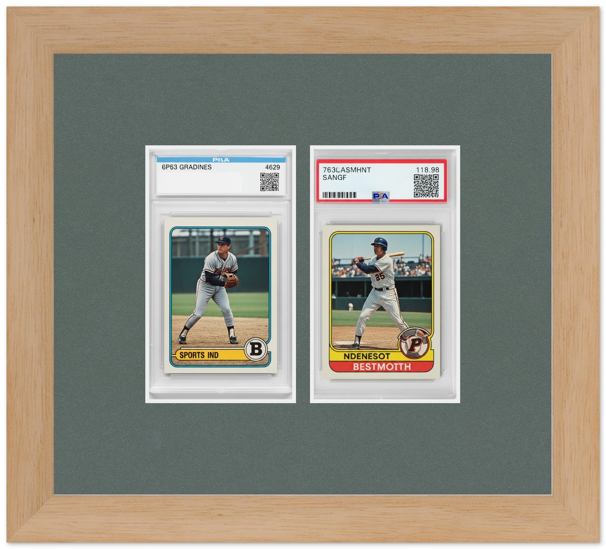 PSA AGS Graded Card Frame with Dark Gray Mat (Style 4) - corner and profile view