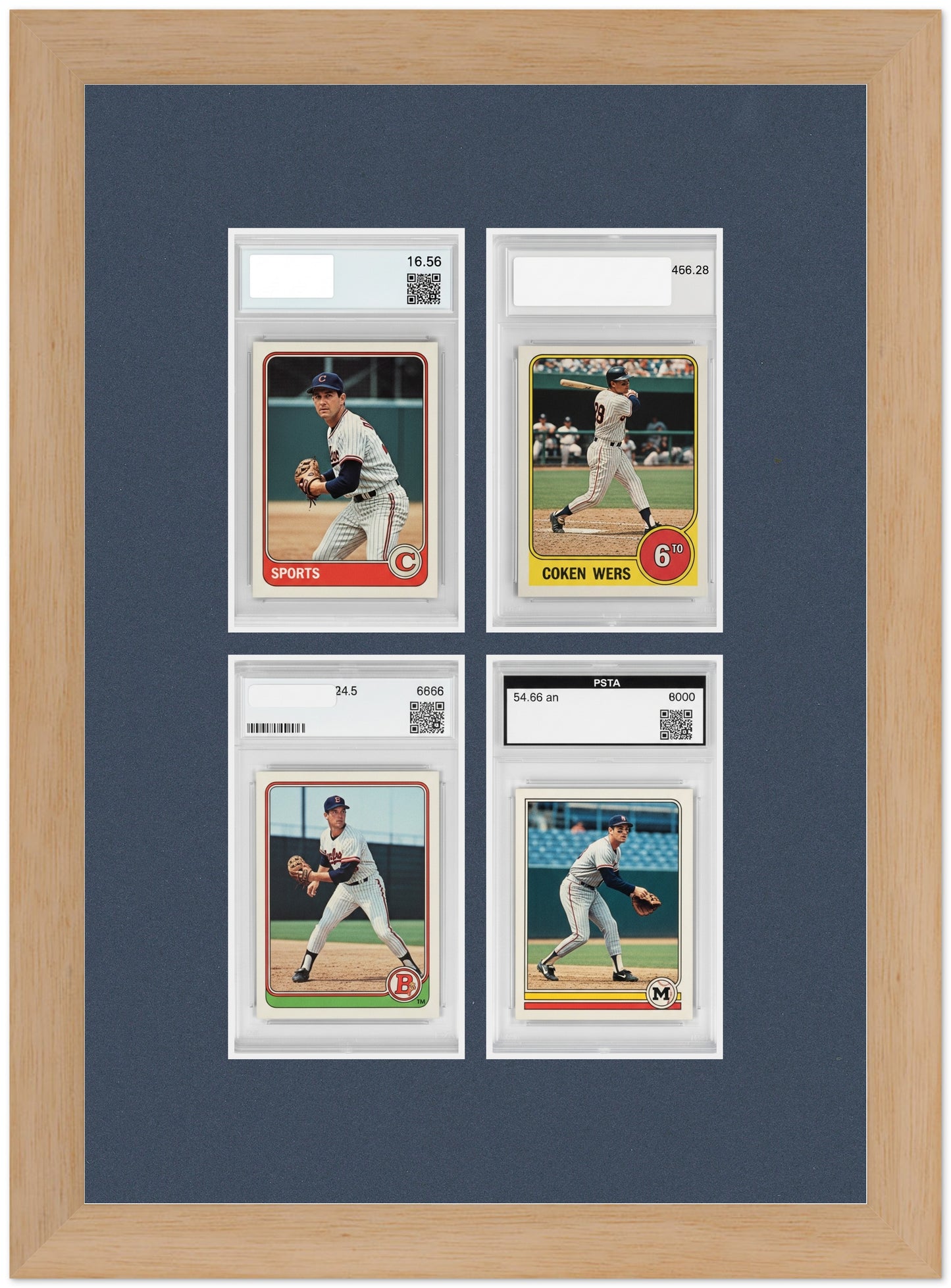PSA AGS Graded Card Frame with Navy Blue Mat (Style 5) - corner and profile view