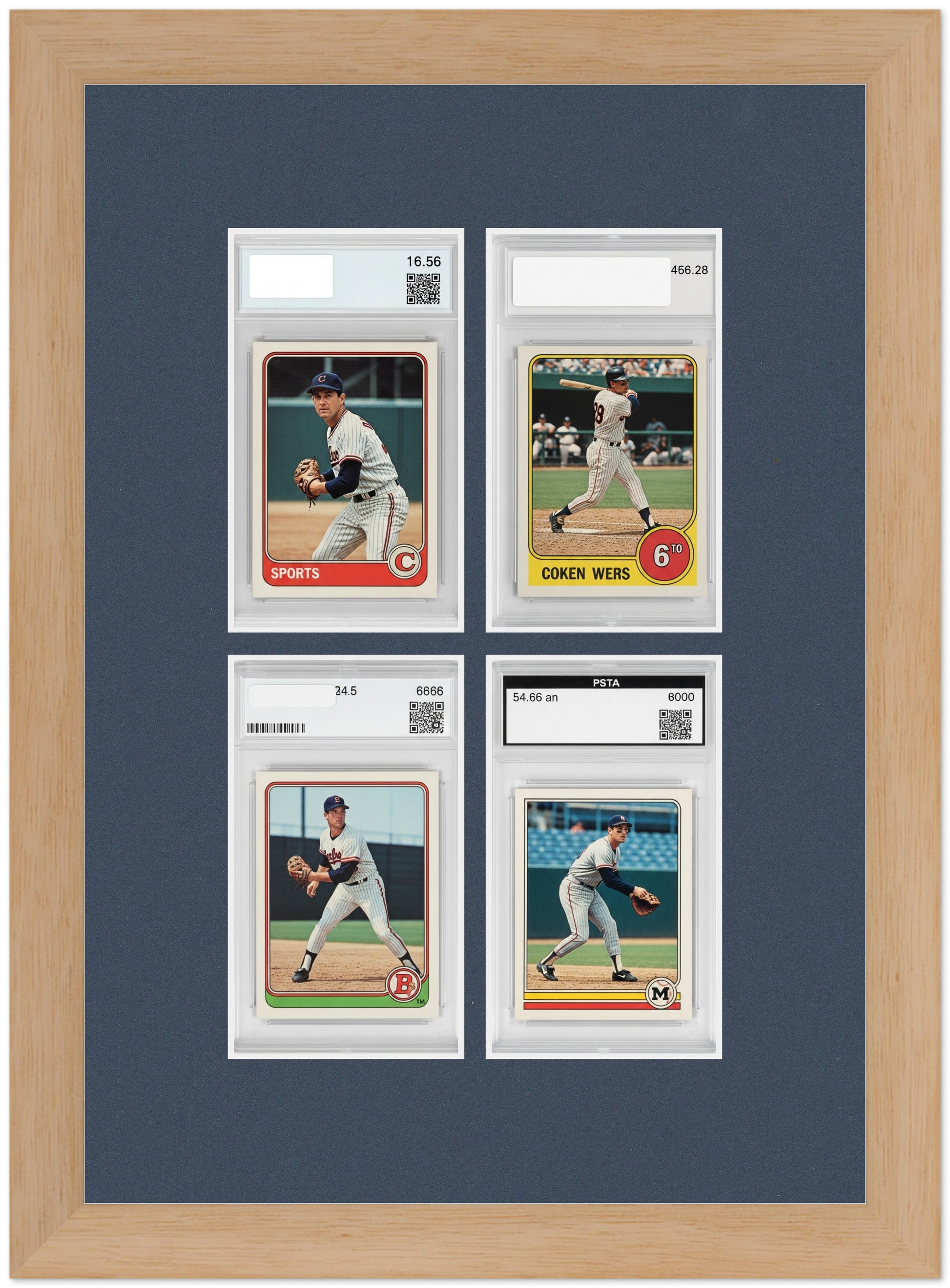 PSA AGS Graded Card Frame with Navy Blue Mat (Style 5) - corner and profile view