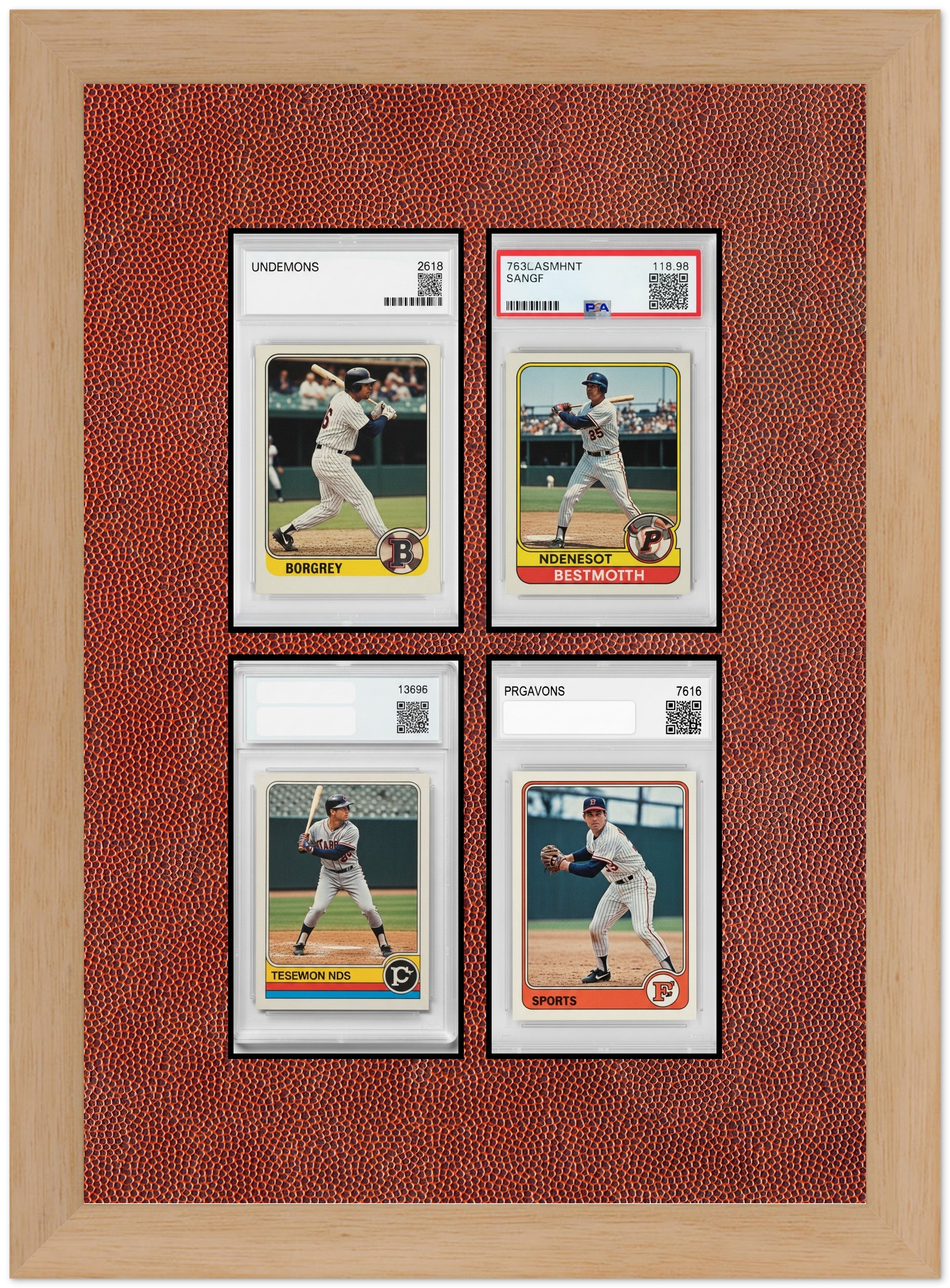 PSA AGS Graded Card Frame with Football Texture Mat (Style 5) - corner and profile view