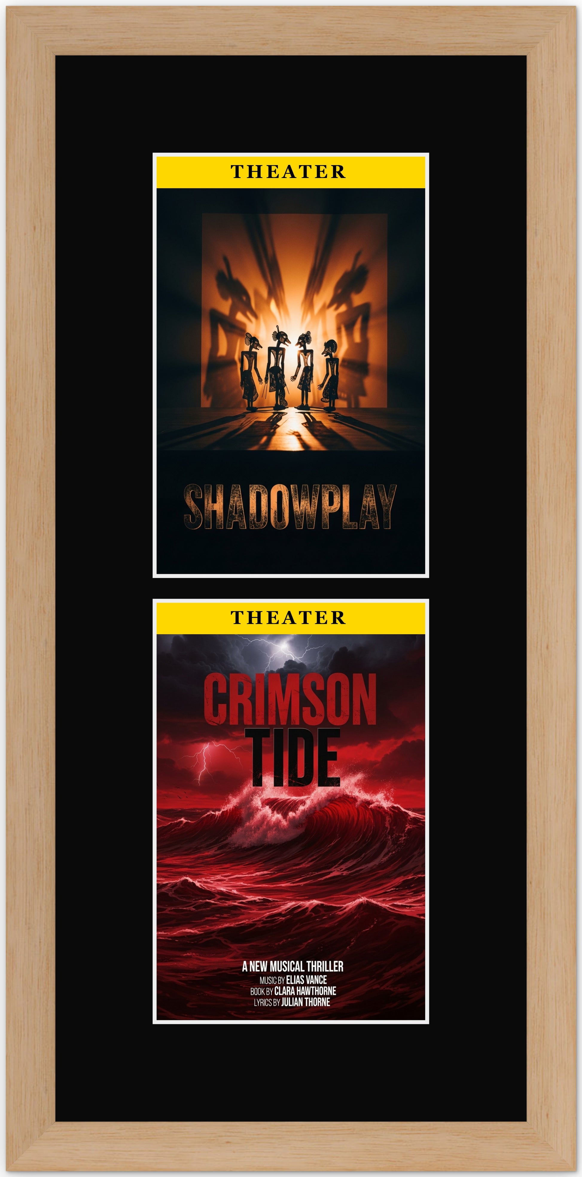 Three Playbill Keepsake Frame (Style 5) - corner and profile view