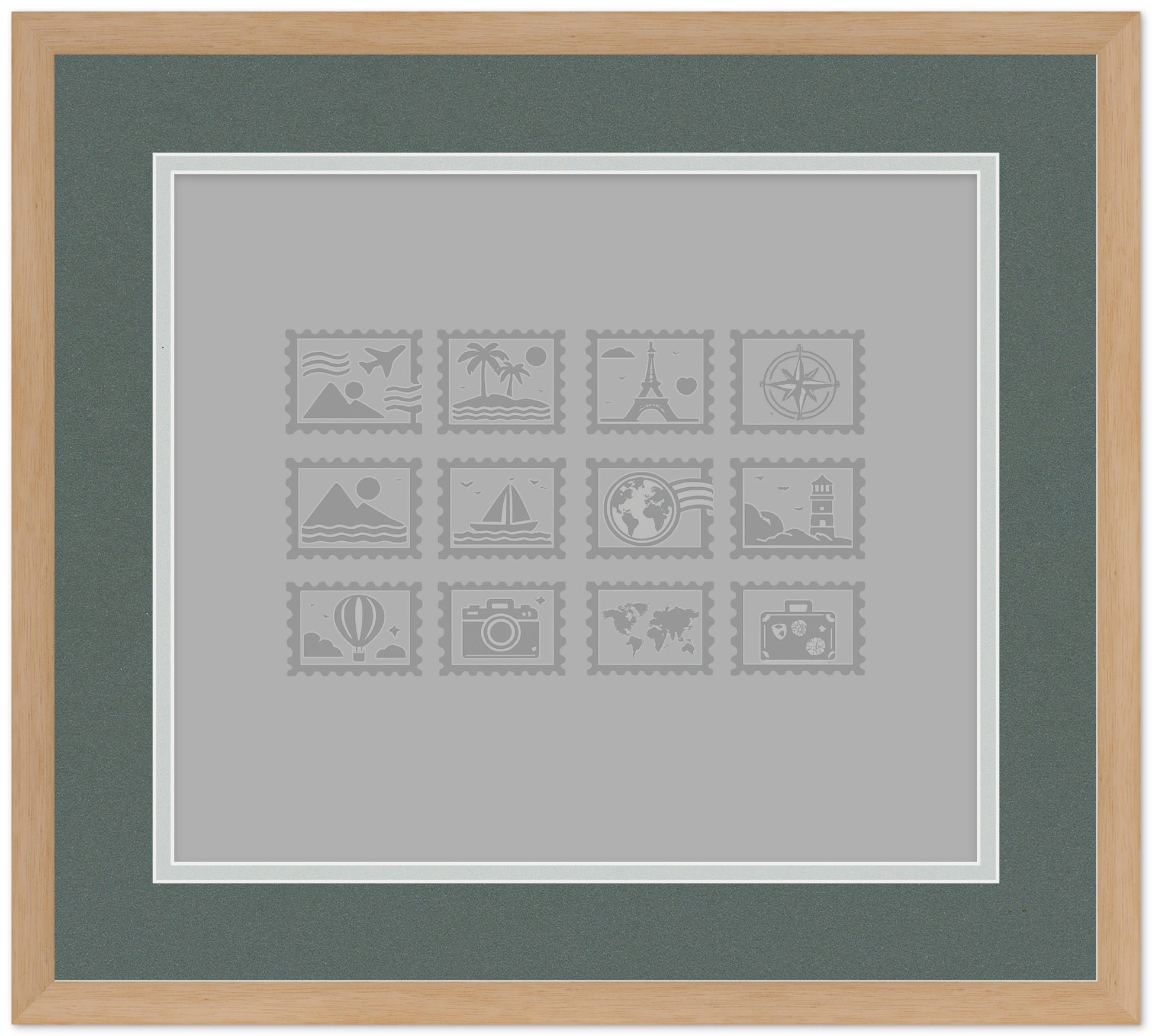Genuine Hardwood Stamp Collection Shadowbox Postage Stamp Frame (Style 5) - corner and profile view