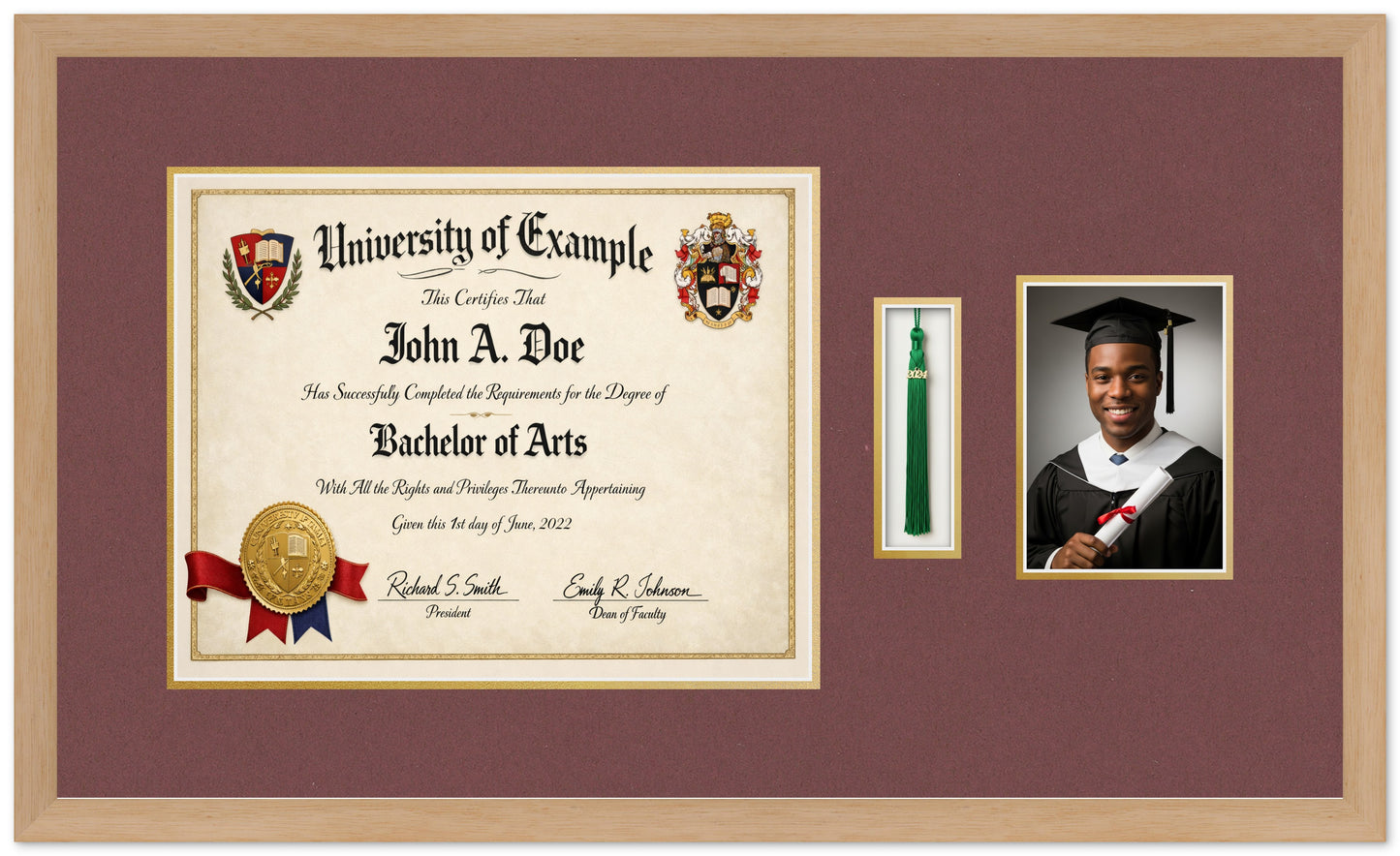 Diploma Tassel and Photo Shadowbox Fits 15 x 12 Military Frame (Style 2) - corner and profile view