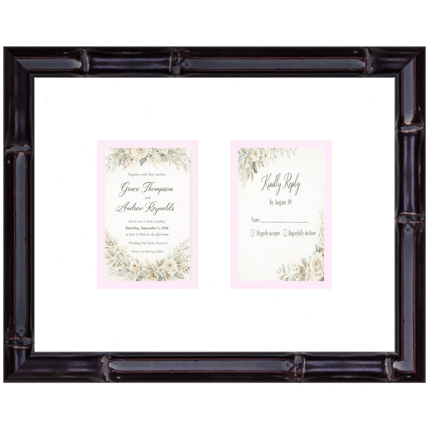 Treasured Square Invitation and Photo Keepsake Frame (Style 6) - corner and profile view