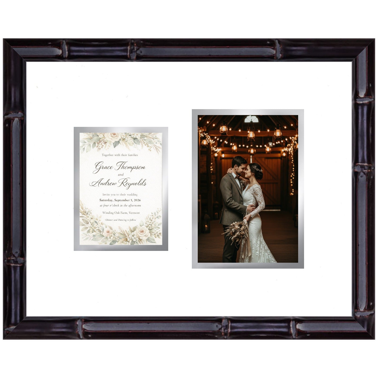 Ticket and Photo Memory Collage Frame (Style 5) - corner and profile view