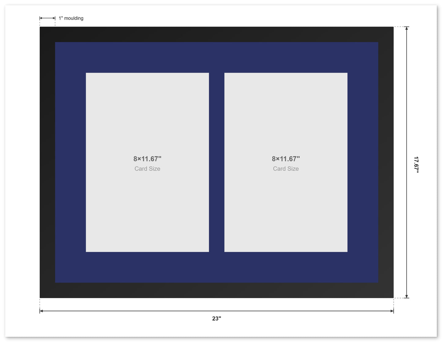 PSA AGS Graded Card Frame with Football Texture Mat (Style 2) - angle view