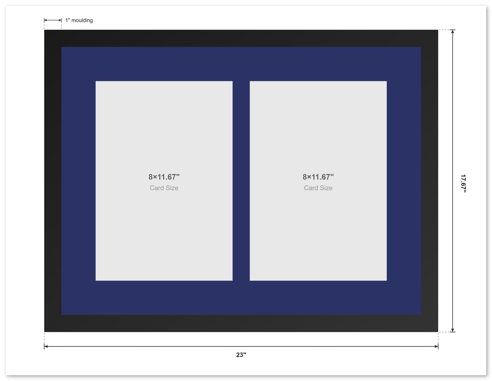 PSA AGS Graded Card Frame with Football Texture Mat (Style 4) - angle view