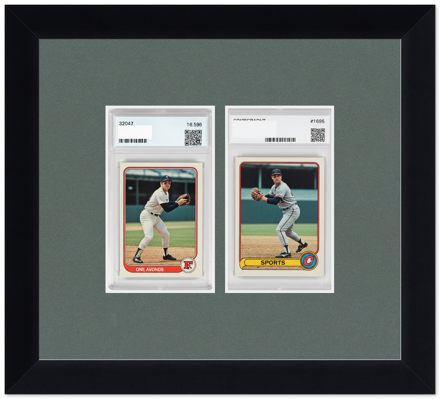 PSA AGS Graded Card Frame with Dark Gray Mat (Style 5) - corner and profile view