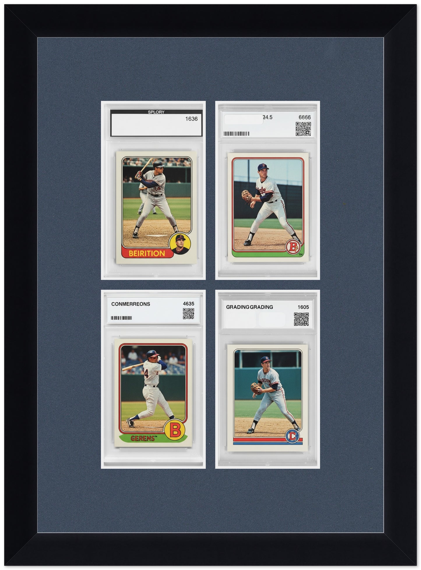 PSA AGS Graded Card Frame with Navy Blue Mat (Style 6) - corner and profile view