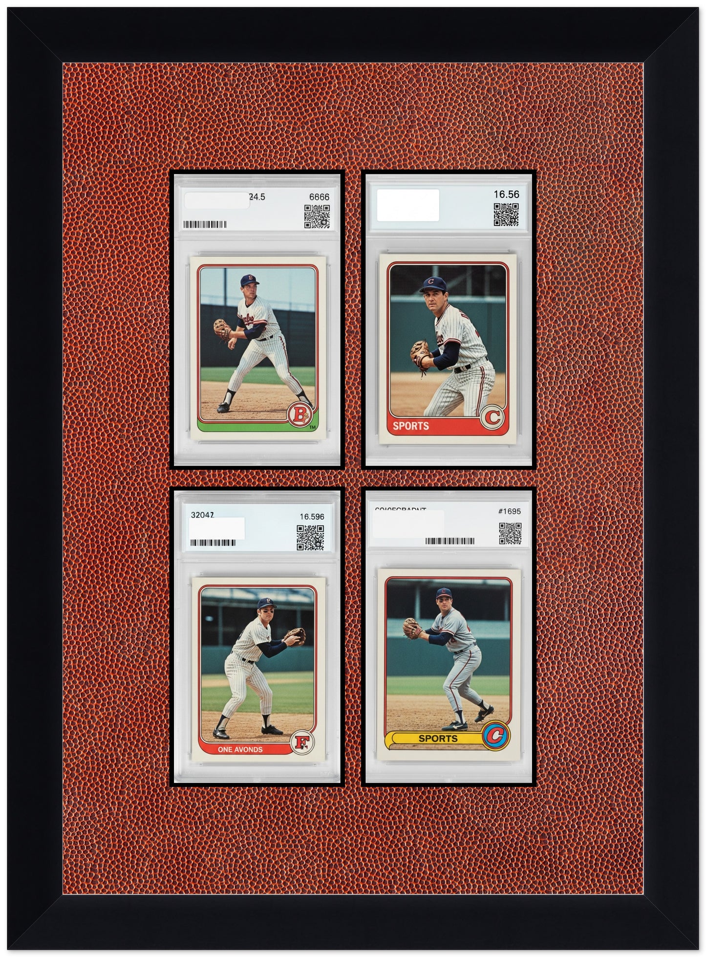 PSA AGS Graded Card Frame with Football Texture Mat (Style 6) - corner and profile view