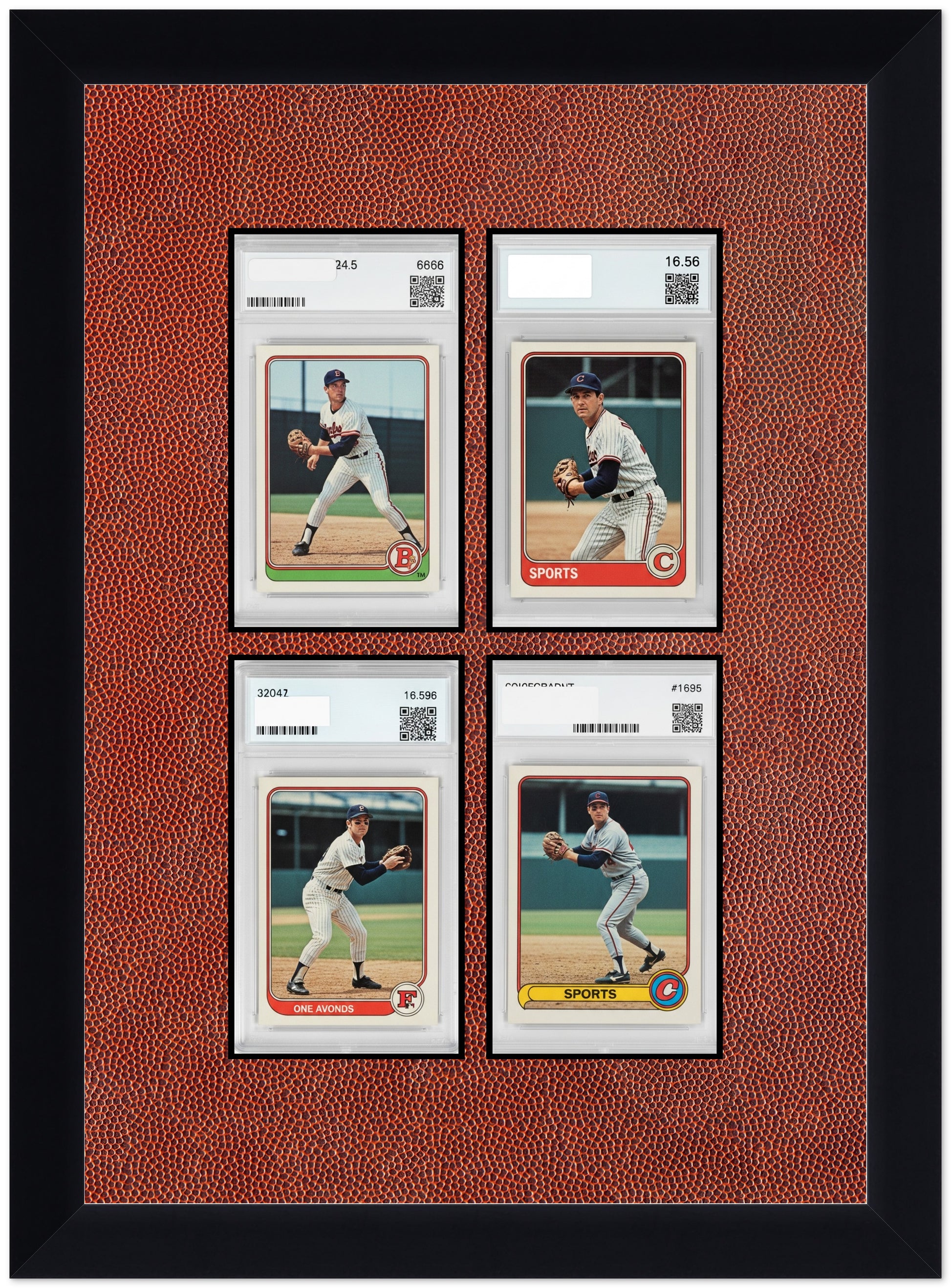 PSA AGS Graded Card Frame with Football Texture Mat (Style 6) - corner and profile view
