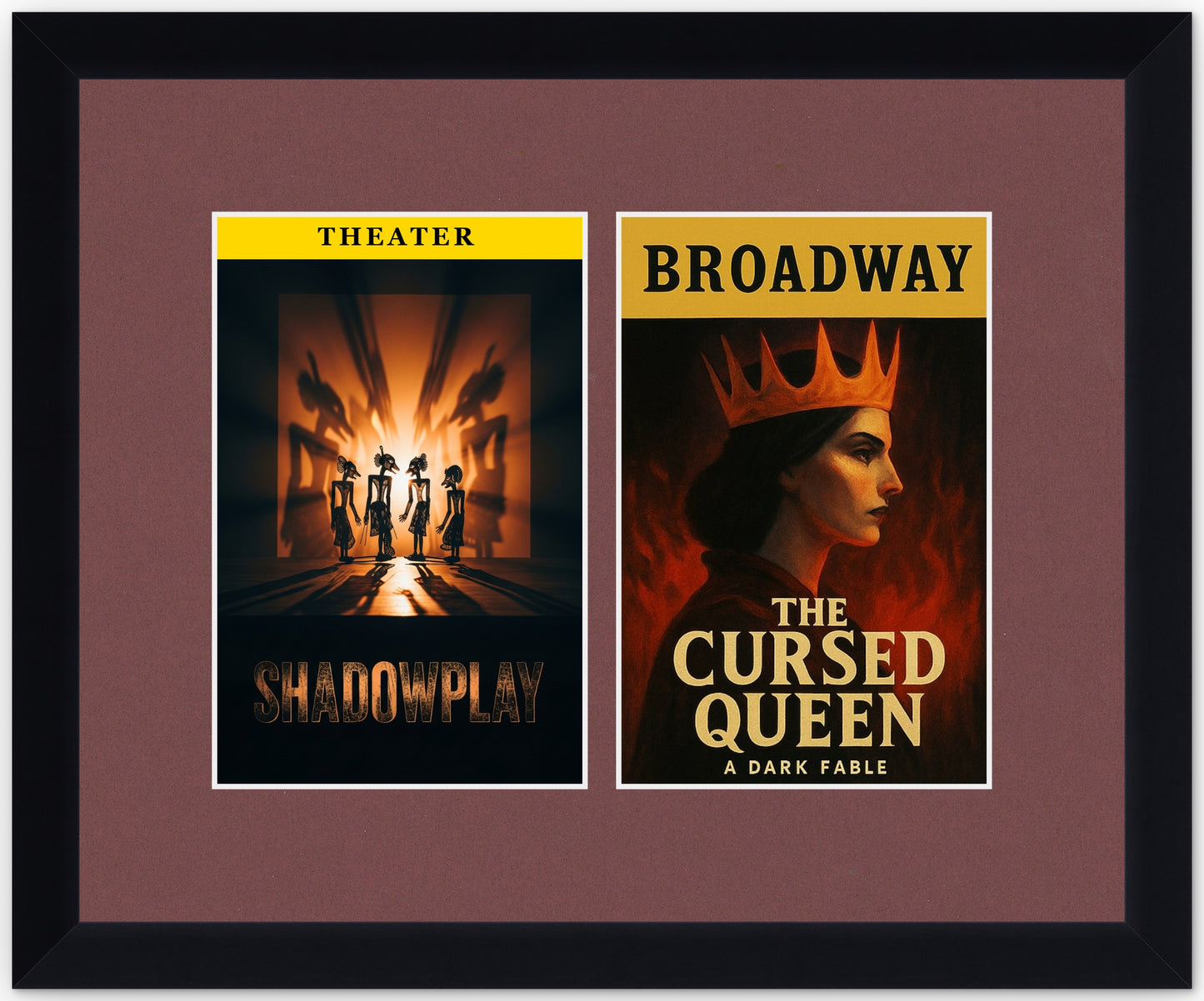Three Playbill Keepsake Frame (Style 6) - corner and profile view