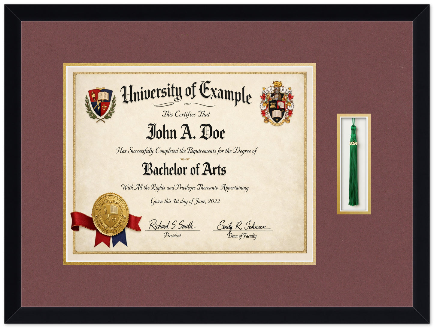 Diploma and Tassel Military Frame (Style 4) - corner and profile view