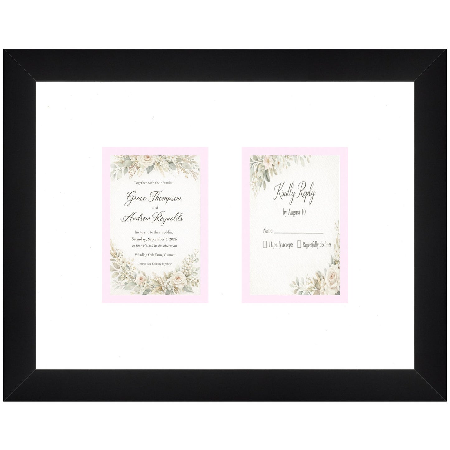 Treasured Square Invitation and Photo Keepsake Frame (Style 8) - corner and profile view
