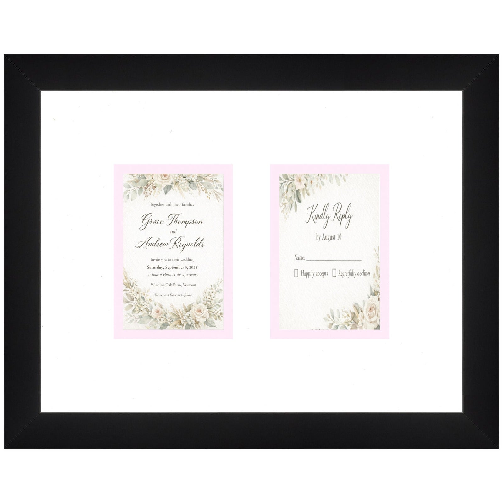 Treasured Square Invitation and Photo Keepsake Frame (Style 8) - corner and profile view