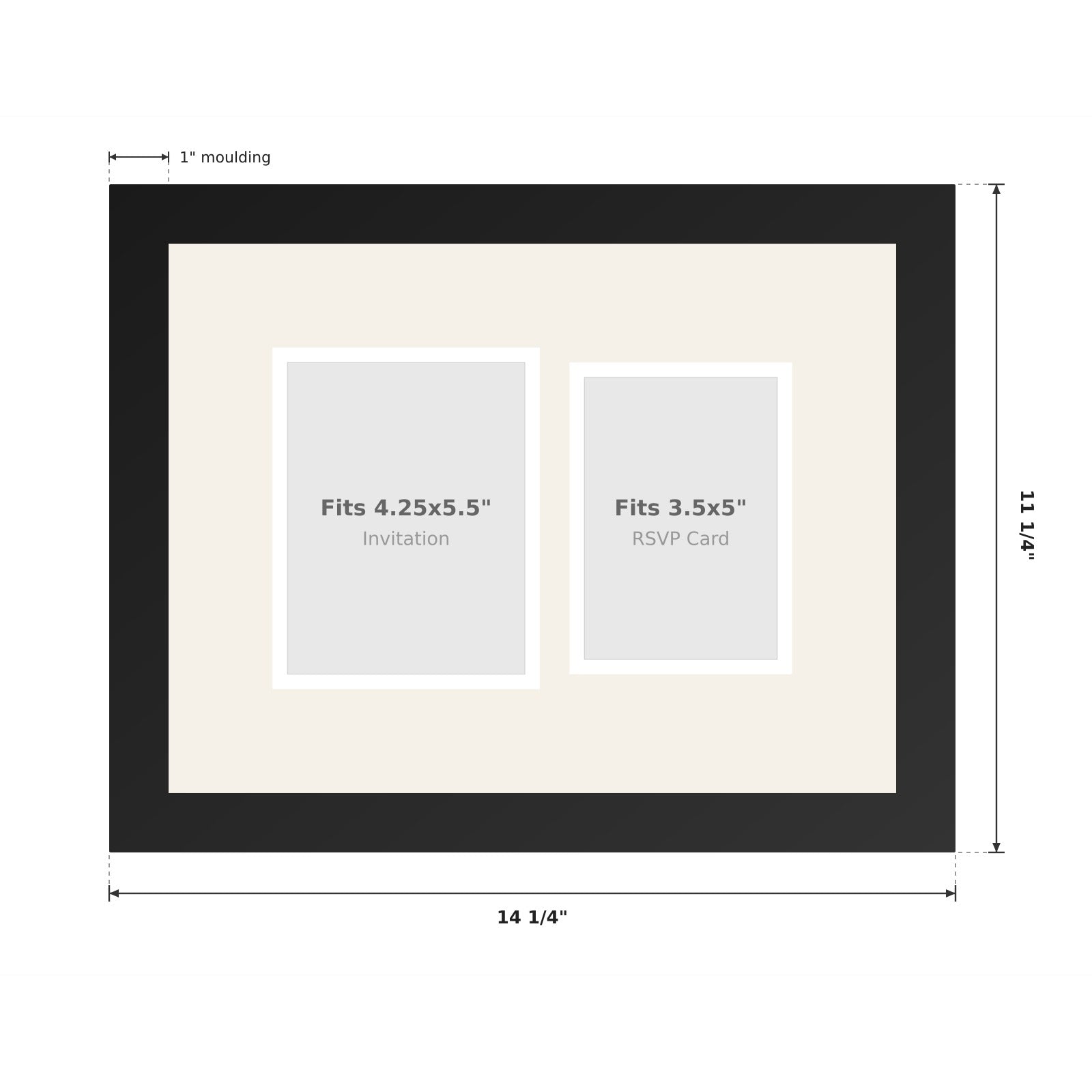 Treasured Square Invitation and Photo Keepsake Frame (Style 3) - back and hardware