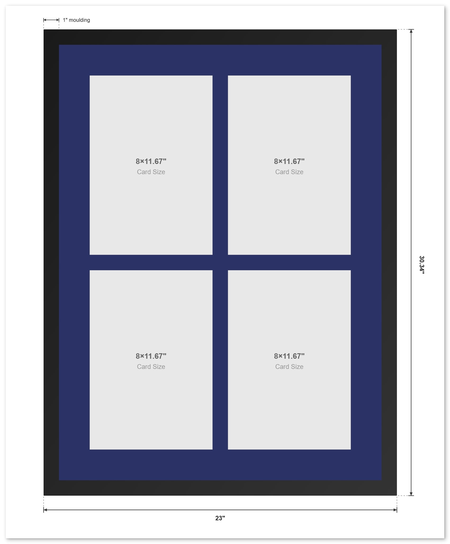 PSA AGS Graded Card Frame with Black Mat (Style 2) - angle view
