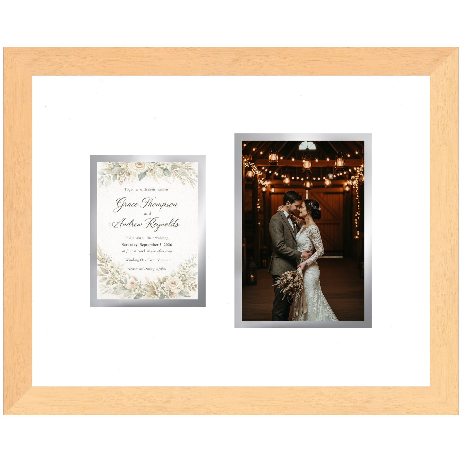 Genuine Wood Mixed Collage Frame (Style 3) - corner and profile view