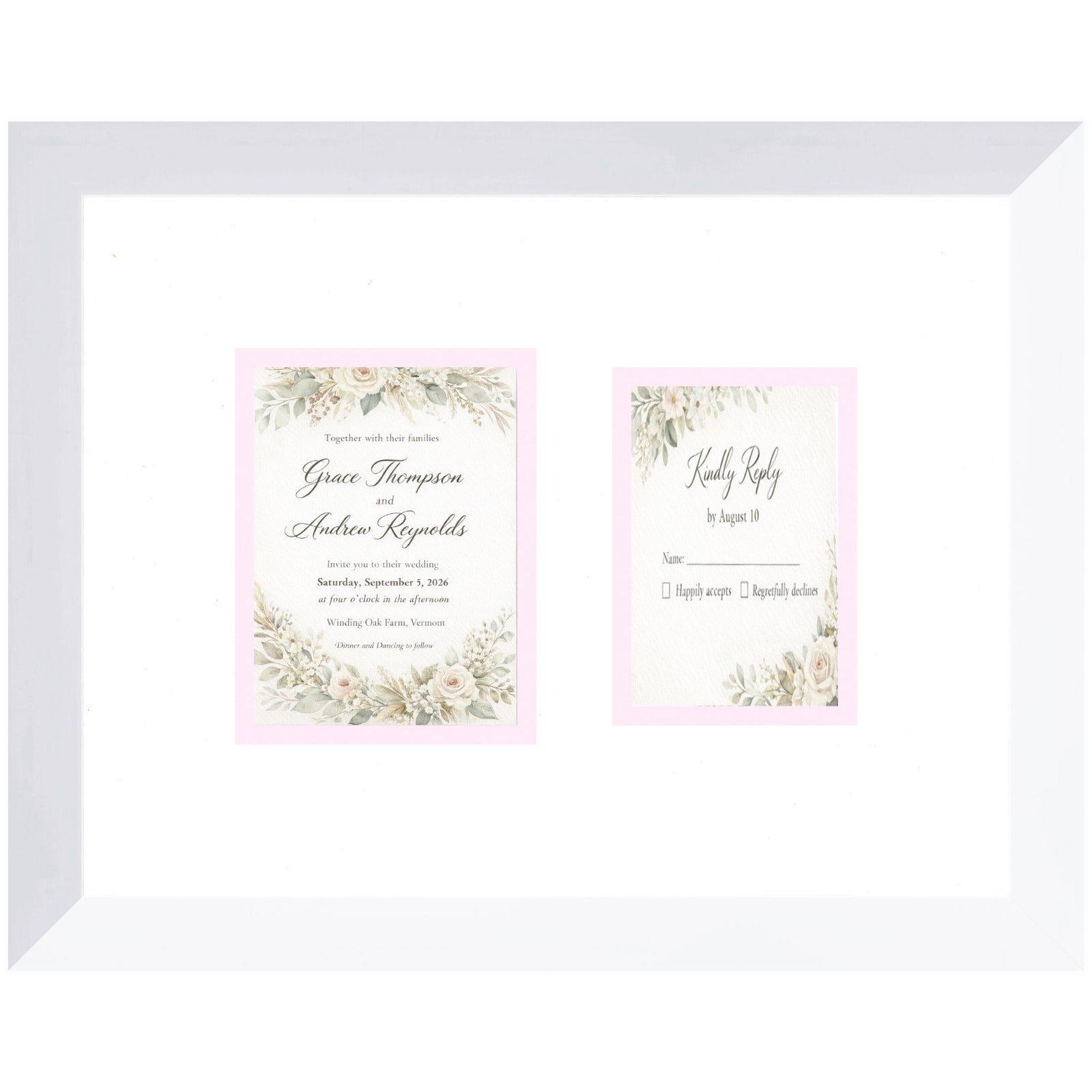 Treasured Square Invitation and Photo Keepsake Frame (Style 11) - corner and profile view
