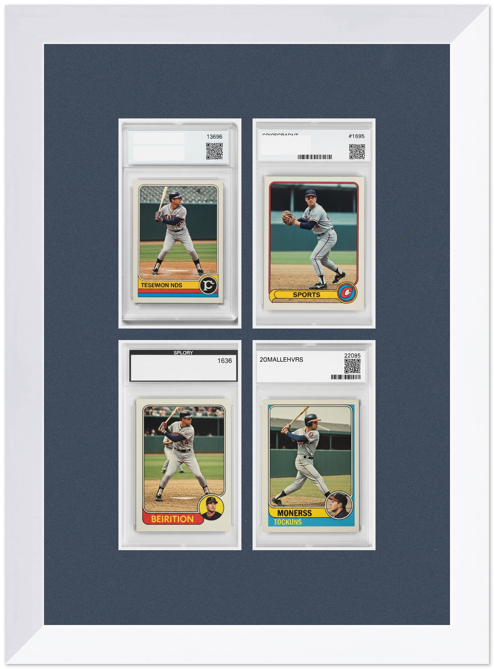 PSA AGS Graded Card Frame with Navy Blue Mat (Style 7) - corner and profile view