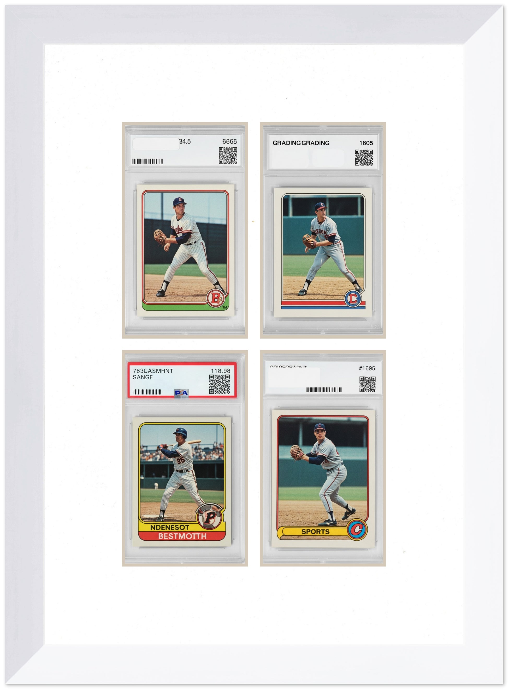 PSA AGS Graded Card Frame with White Mat (Style 7) - corner and profile view