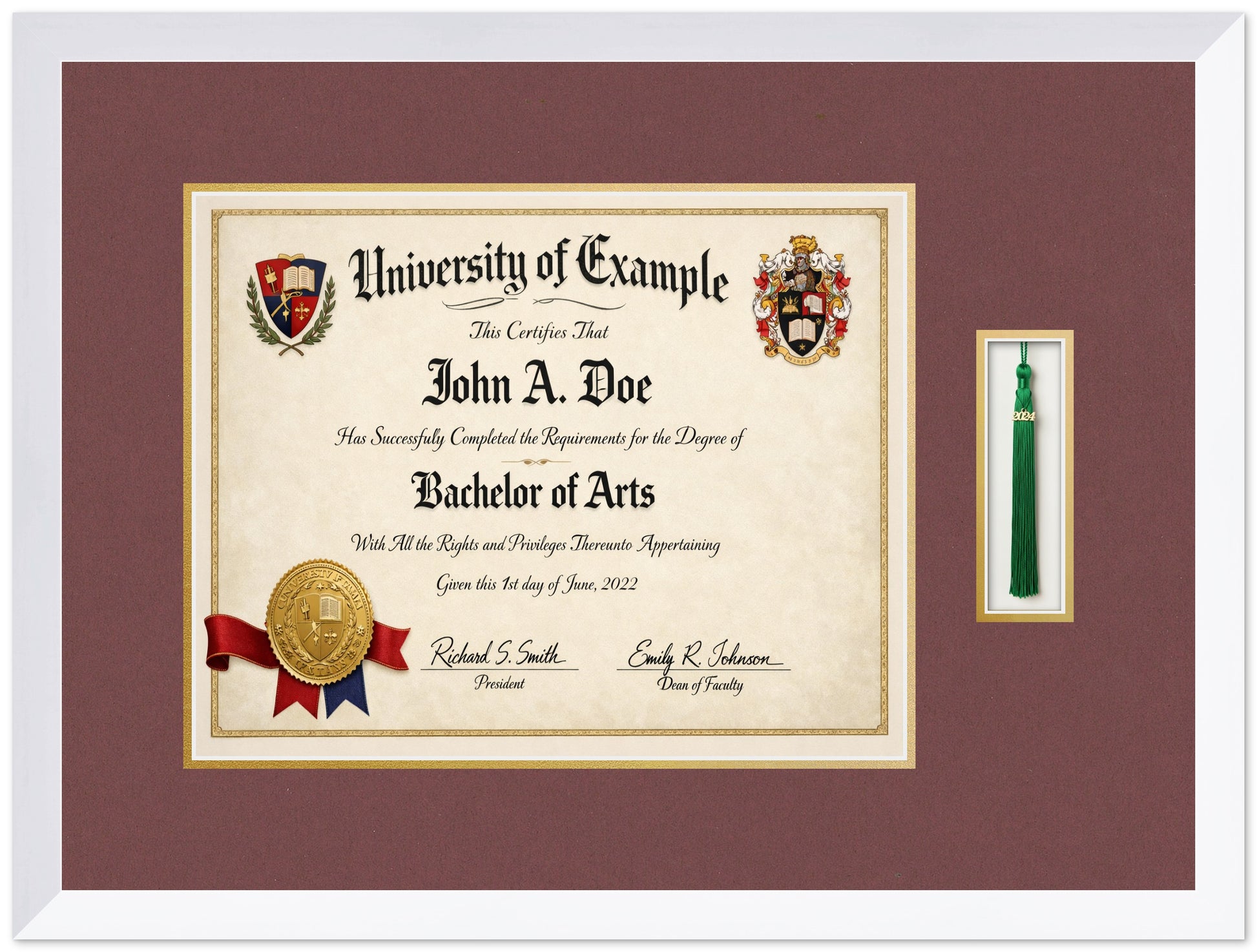 Diploma and Tassel Military Frame (Style 5) - corner and profile view
