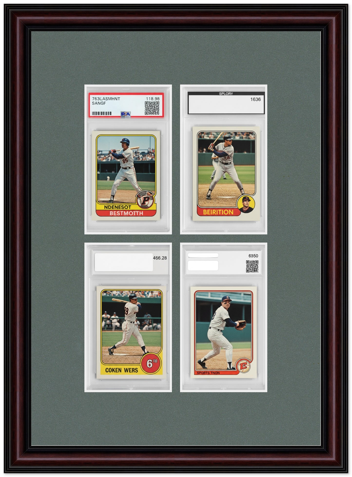 PSA AGS Graded Card Frame with Dark Gray Mat (Style 7) - corner and profile view