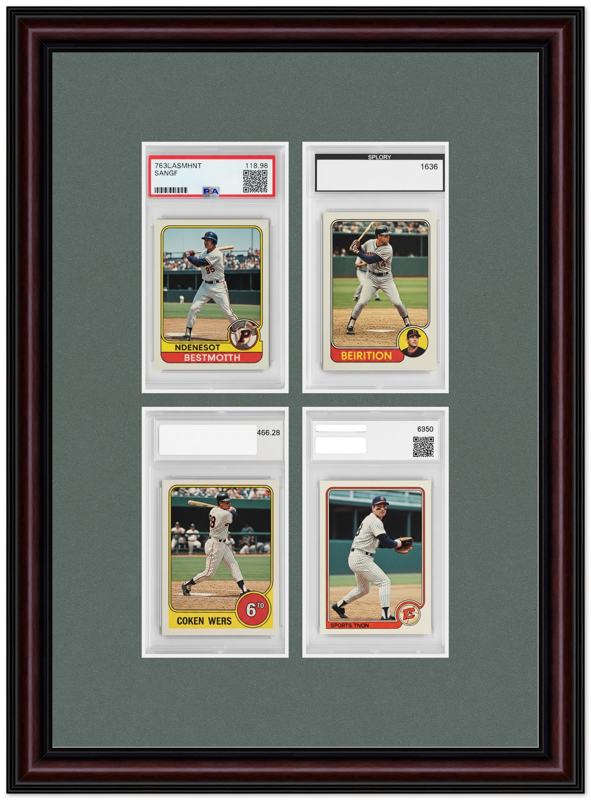 PSA AGS Graded Card Frame with Dark Gray Mat (Style 7) - corner and profile view